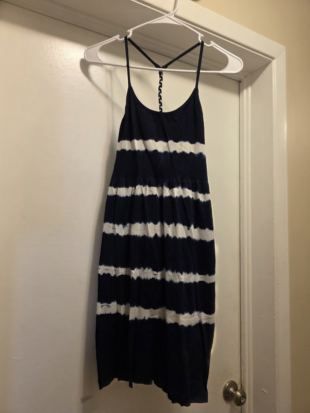 Atmosphere Navy and White Striped Midi Sundress